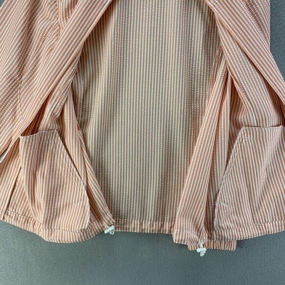 ORVIS Jacket Womens Medium Peach White‎ Striped Full Zip Seersucker Lightweight - Picture 4 of 12